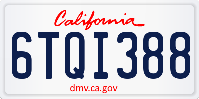 CA license plate 6TQI388