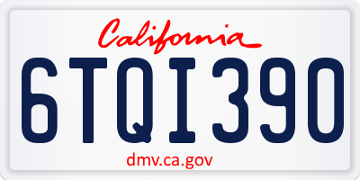 CA license plate 6TQI390