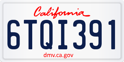 CA license plate 6TQI391