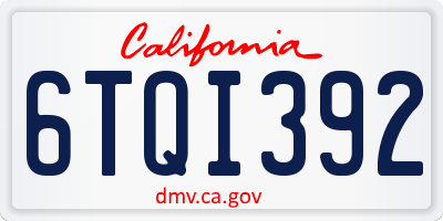 CA license plate 6TQI392