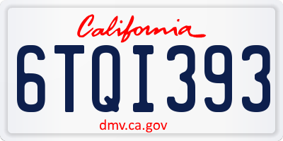 CA license plate 6TQI393