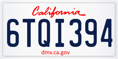 CA license plate 6TQI394