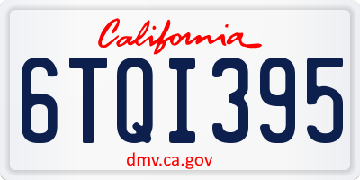 CA license plate 6TQI395