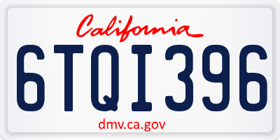 CA license plate 6TQI396