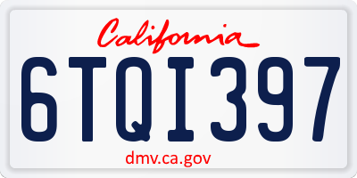 CA license plate 6TQI397