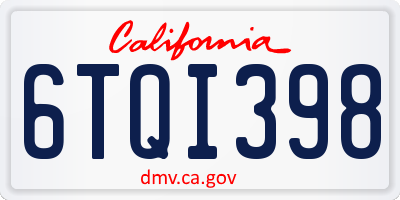 CA license plate 6TQI398