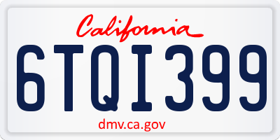 CA license plate 6TQI399