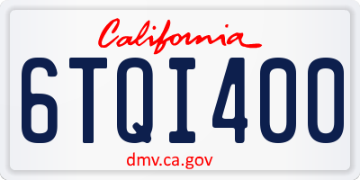 CA license plate 6TQI400