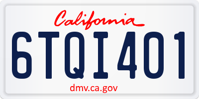 CA license plate 6TQI401