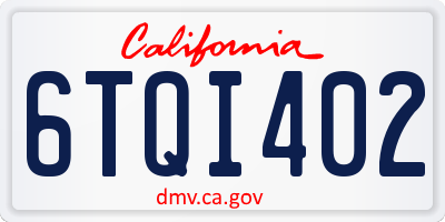 CA license plate 6TQI402