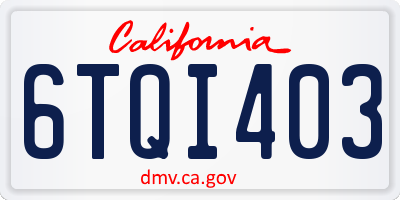 CA license plate 6TQI403
