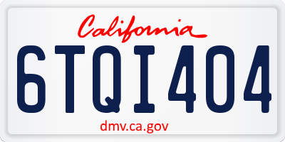 CA license plate 6TQI404