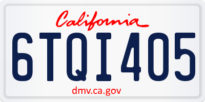 CA license plate 6TQI405