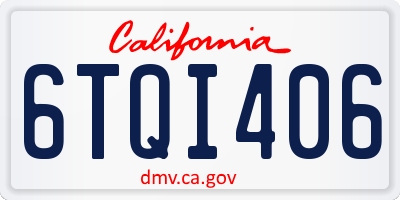 CA license plate 6TQI406