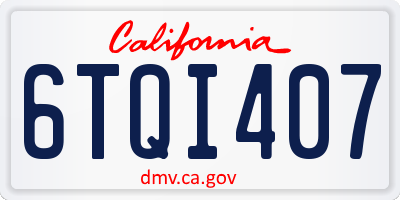 CA license plate 6TQI407