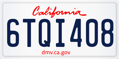 CA license plate 6TQI408