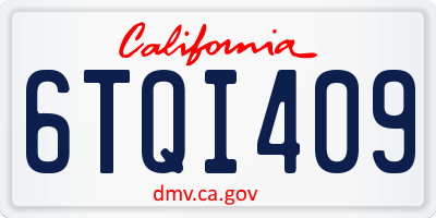 CA license plate 6TQI409
