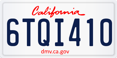 CA license plate 6TQI410