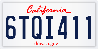 CA license plate 6TQI411