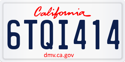 CA license plate 6TQI414