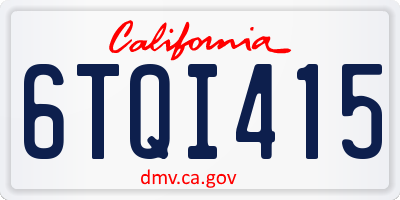 CA license plate 6TQI415