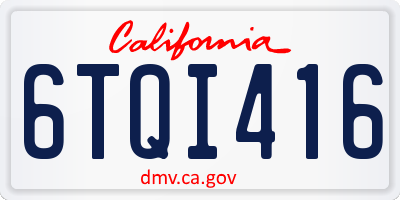 CA license plate 6TQI416