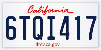 CA license plate 6TQI417