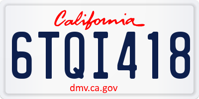 CA license plate 6TQI418