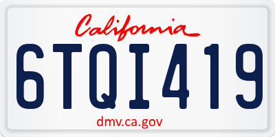 CA license plate 6TQI419