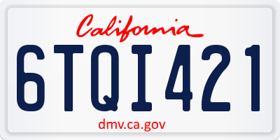 CA license plate 6TQI421