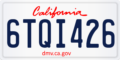 CA license plate 6TQI426