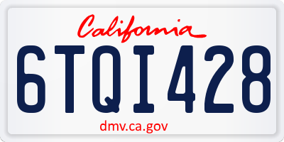 CA license plate 6TQI428