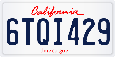 CA license plate 6TQI429