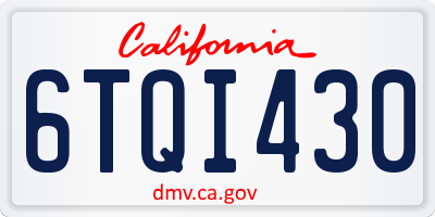 CA license plate 6TQI430