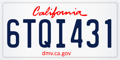 CA license plate 6TQI431