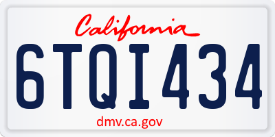 CA license plate 6TQI434