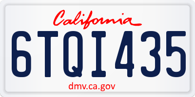 CA license plate 6TQI435