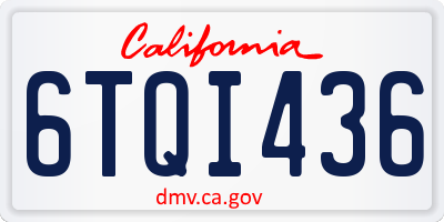 CA license plate 6TQI436