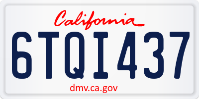 CA license plate 6TQI437