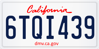 CA license plate 6TQI439