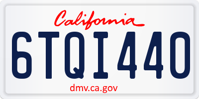 CA license plate 6TQI440