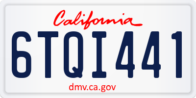 CA license plate 6TQI441