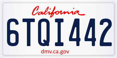 CA license plate 6TQI442