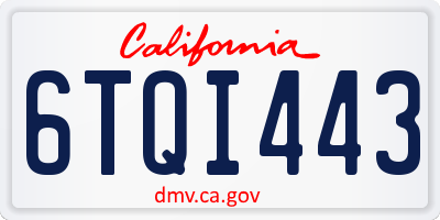 CA license plate 6TQI443