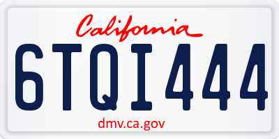 CA license plate 6TQI444