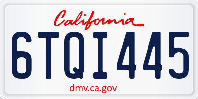 CA license plate 6TQI445