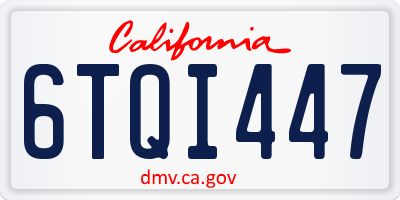 CA license plate 6TQI447