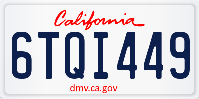 CA license plate 6TQI449