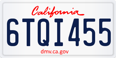 CA license plate 6TQI455
