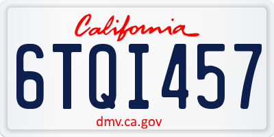 CA license plate 6TQI457